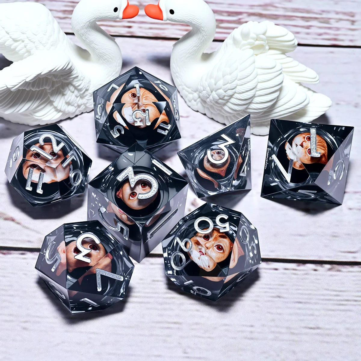 7PCS resin Dice Set Dragon and Dungeon Polyhedral  Dice, Punk Style Role-Play RPG Explorer MTG Pioneer Game DND Dice Set