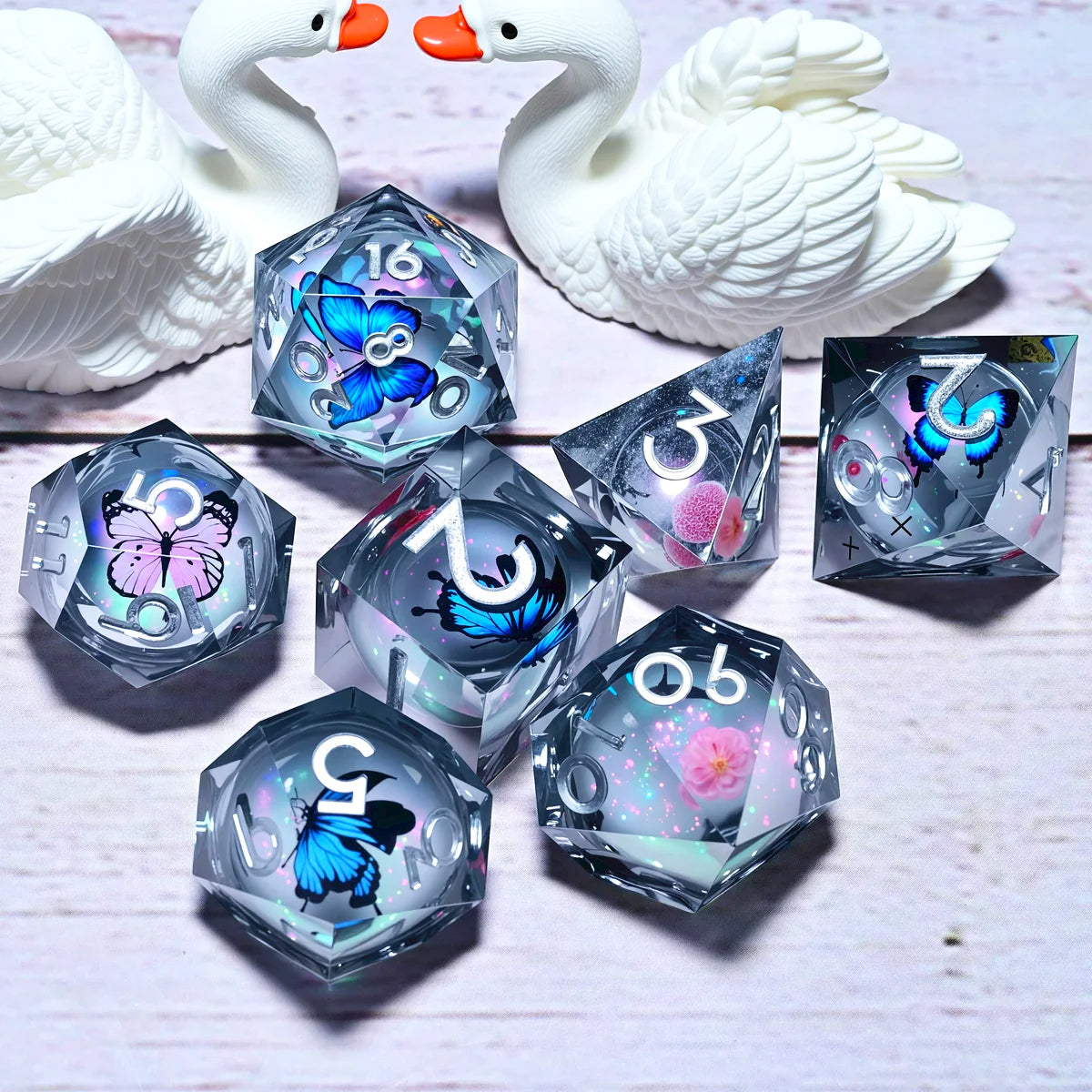 7PCS resin Dice Set Dragon and Dungeon Polyhedral  Dice, Punk Style Role-Play RPG Explorer MTG Pioneer Game DND Dice Set