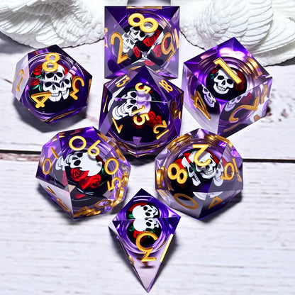 Set de 7 dés en résine pour jeux de rôle, style punk, idéal pour Dungeons & Dragons, MTG et autres jeux de société.