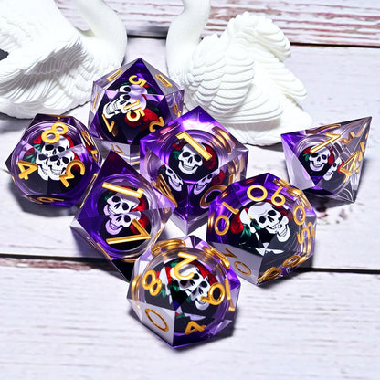 Set de 7 dés en résine pour jeux de rôle, style punk, idéal pour Dungeons & Dragons, MTG et autres jeux de société.