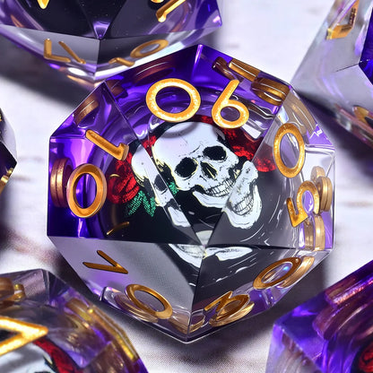 Set de 7 dés en résine pour jeux de rôle, style punk, idéal pour Dungeons & Dragons, MTG et autres jeux de société.