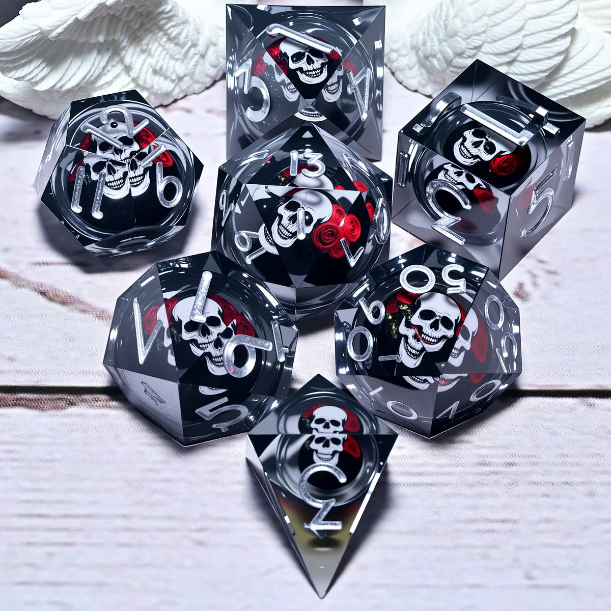 7PCS resin Dice Set Dragon and Dungeon Polyhedral  Dice, Punk Style Role-Play RPG Explorer MTG Pioneer Game DND Dice Set