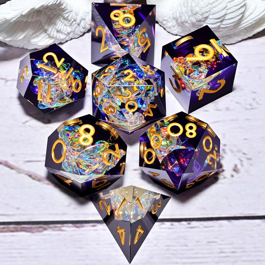 7PCS resin Dice Set Dragon and Dungeon Polyhedral  Dice, Punk Style Role-Play RPG Explorer MTG Pioneer Game DND Dice Set