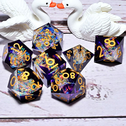 Set de 7 dés en résine pour Donjons et Dragons, dés polyédriques style punk pour jeux de rôle RPG, exploration, MTG, pionnier et DND.