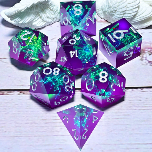 7PCS resin Dice Set Dragon and Dungeon Polyhedral  Dice, Punk Style Role-Play RPG Explorer MTG Pioneer Game DND Dice Set