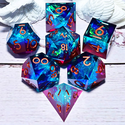 7PCS resin Dice Set Dragon and Dungeon Polyhedral  Dice, Punk Style Role-Play RPG Explorer MTG Pioneer Game DND Dice Set
