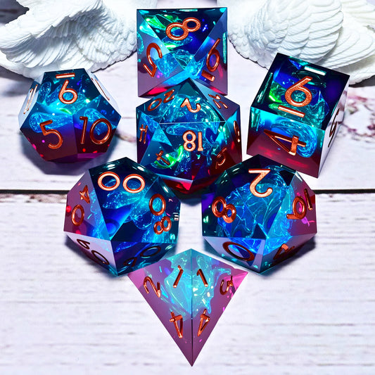 7PCS resin Dice Set Dragon and Dungeon Polyhedral  Dice, Punk Style Role-Play RPG Explorer MTG Pioneer Game DND Dice Set