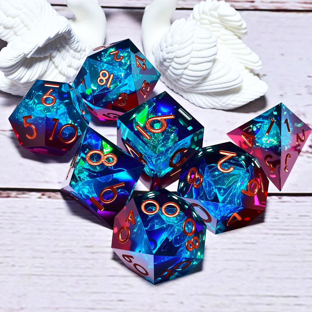 7PCS resin Dice Set Dragon and Dungeon Polyhedral  Dice, Punk Style Role-Play RPG Explorer MTG Pioneer Game DND Dice Set