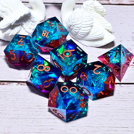 7PCS resin Dice Set Dragon and Dungeon Polyhedral  Dice, Punk Style Role-Play RPG Explorer MTG Pioneer Game DND Dice Set