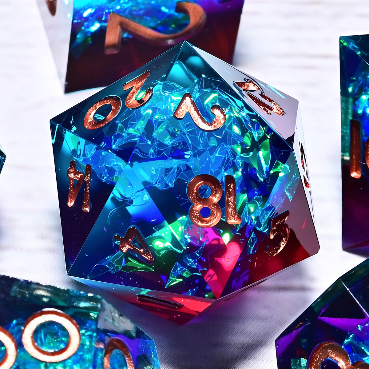 7PCS resin Dice Set Dragon and Dungeon Polyhedral  Dice, Punk Style Role-Play RPG Explorer MTG Pioneer Game DND Dice Set