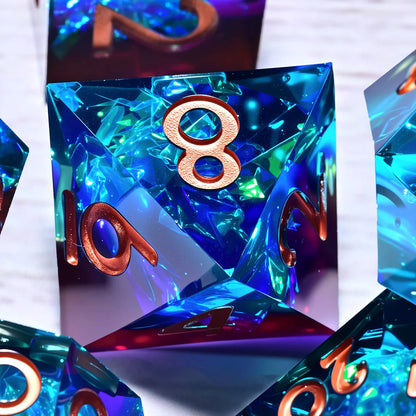 7PCS resin Dice Set Dragon and Dungeon Polyhedral  Dice, Punk Style Role-Play RPG Explorer MTG Pioneer Game DND Dice Set