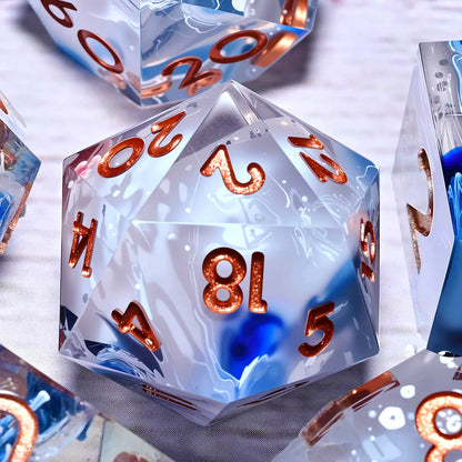 Set de 7 dés en résine pour jeux de rôle, style punk, idéal pour Dungeons & Dragons, MTG et autres jeux de société.