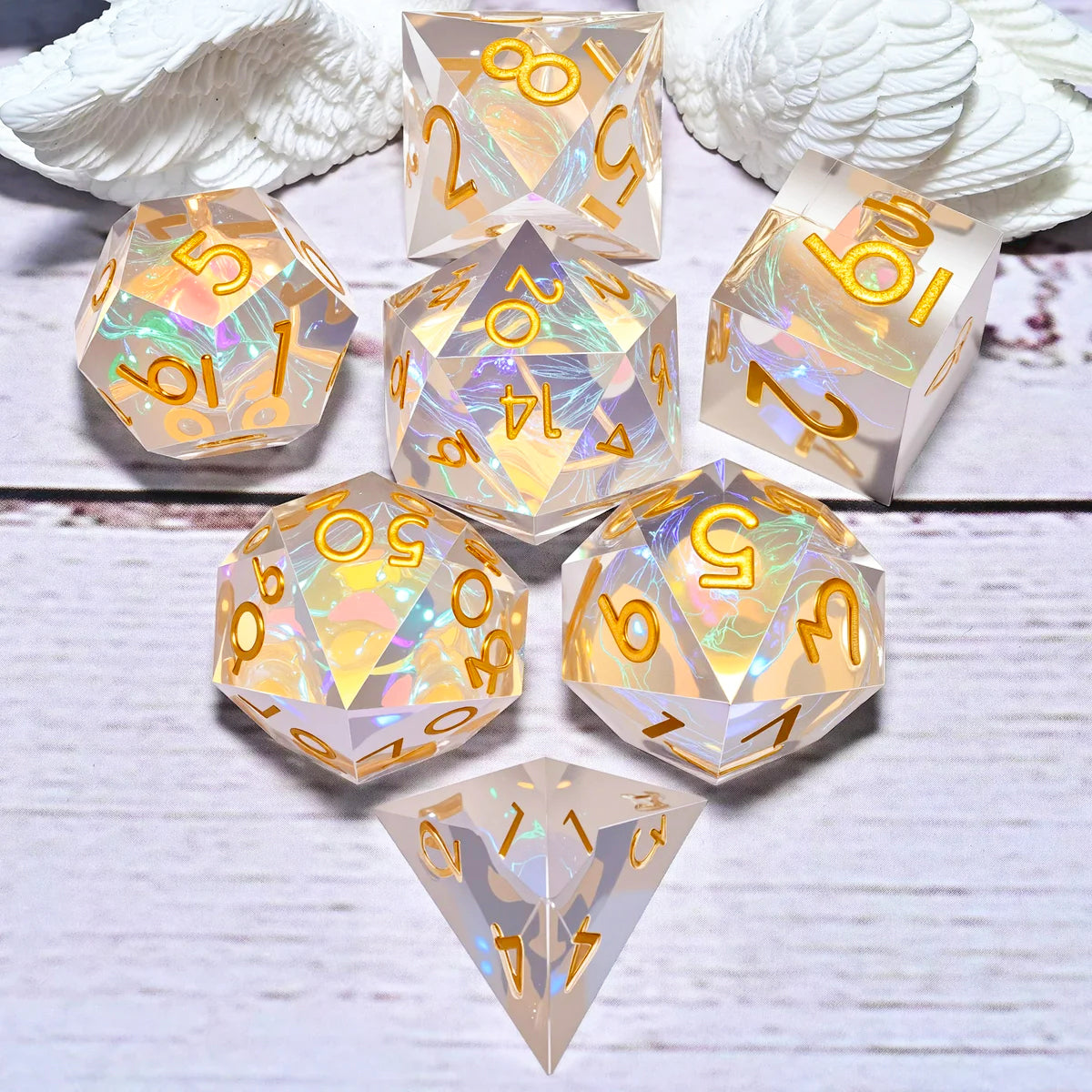 Lot de 7 dés en résine pour Donjons et Dragons, dés polyédriques style punk pour jeux de rôle RPG, exploration, MTG, pionnier et DND.