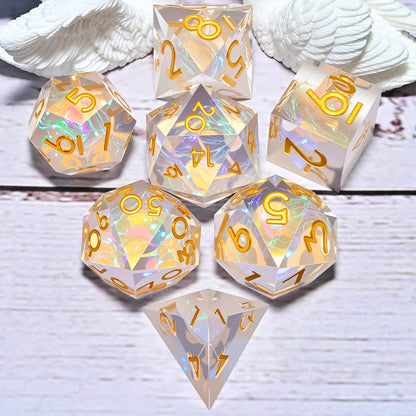 Lot de 7 dés en résine pour Donjons et Dragons, dés polyédriques style punk pour jeux de rôle RPG, exploration, MTG, pionnier et DND.