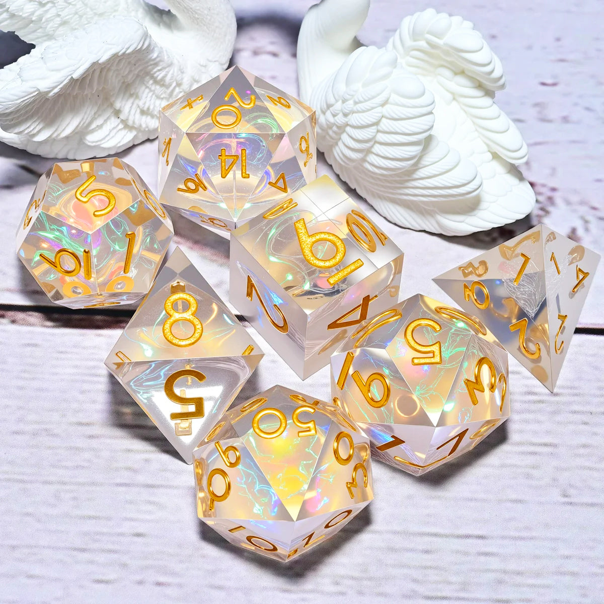 Lot de 7 dés en résine pour Donjons et Dragons, dés polyédriques style punk pour jeux de rôle RPG, exploration, MTG, pionnier et DND.