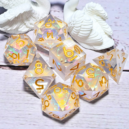 Lot de 7 dés en résine pour Donjons et Dragons, dés polyédriques style punk pour jeux de rôle RPG, exploration, MTG, pionnier et DND.