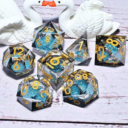 7PCS resin Dice Set Dragon and Dungeon Polyhedral  Dice, Punk Style Role-Play RPG Explorer MTG Pioneer Game DND Dice Set