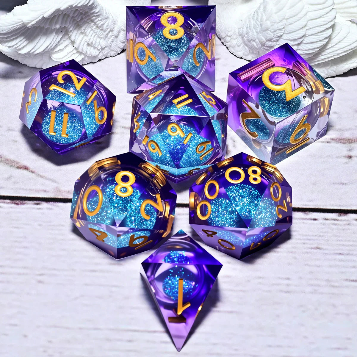 7PCS resin Dice Set Dragon and Dungeon Polyhedral  Dice, Punk Style Role-Play RPG Explorer MTG Pioneer Game DND Dice Set