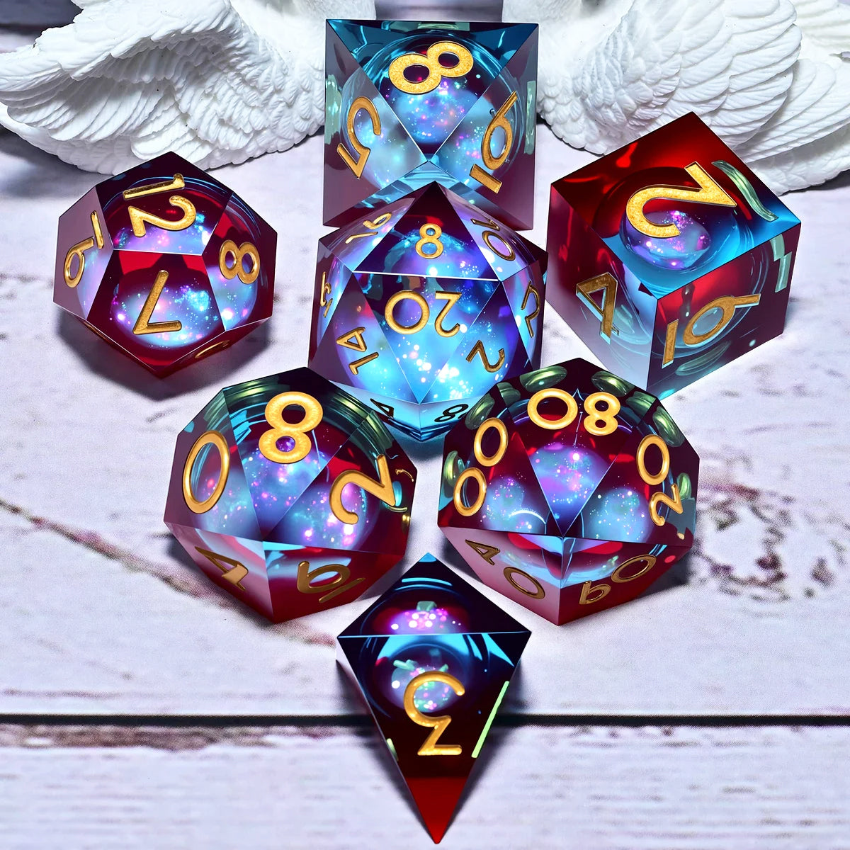 7PCS resin Dice Set Dragon and Dungeon Polyhedral  Dice, Punk Style Role-Play RPG Explorer MTG Pioneer Game DND Dice Set