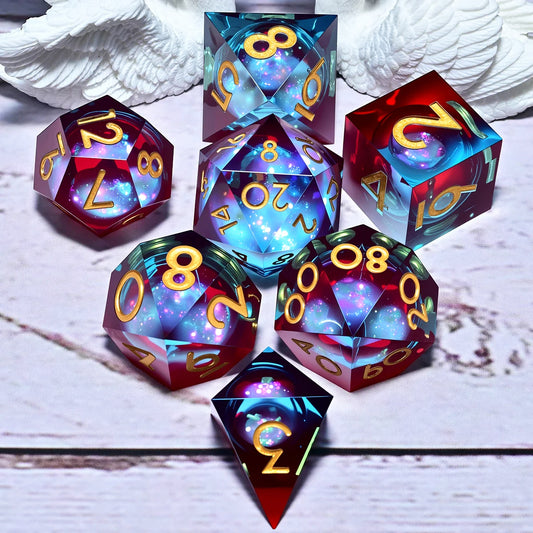 7PCS resin Dice Set Dragon and Dungeon Polyhedral  Dice, Punk Style Role-Play RPG Explorer MTG Pioneer Game DND Dice Set