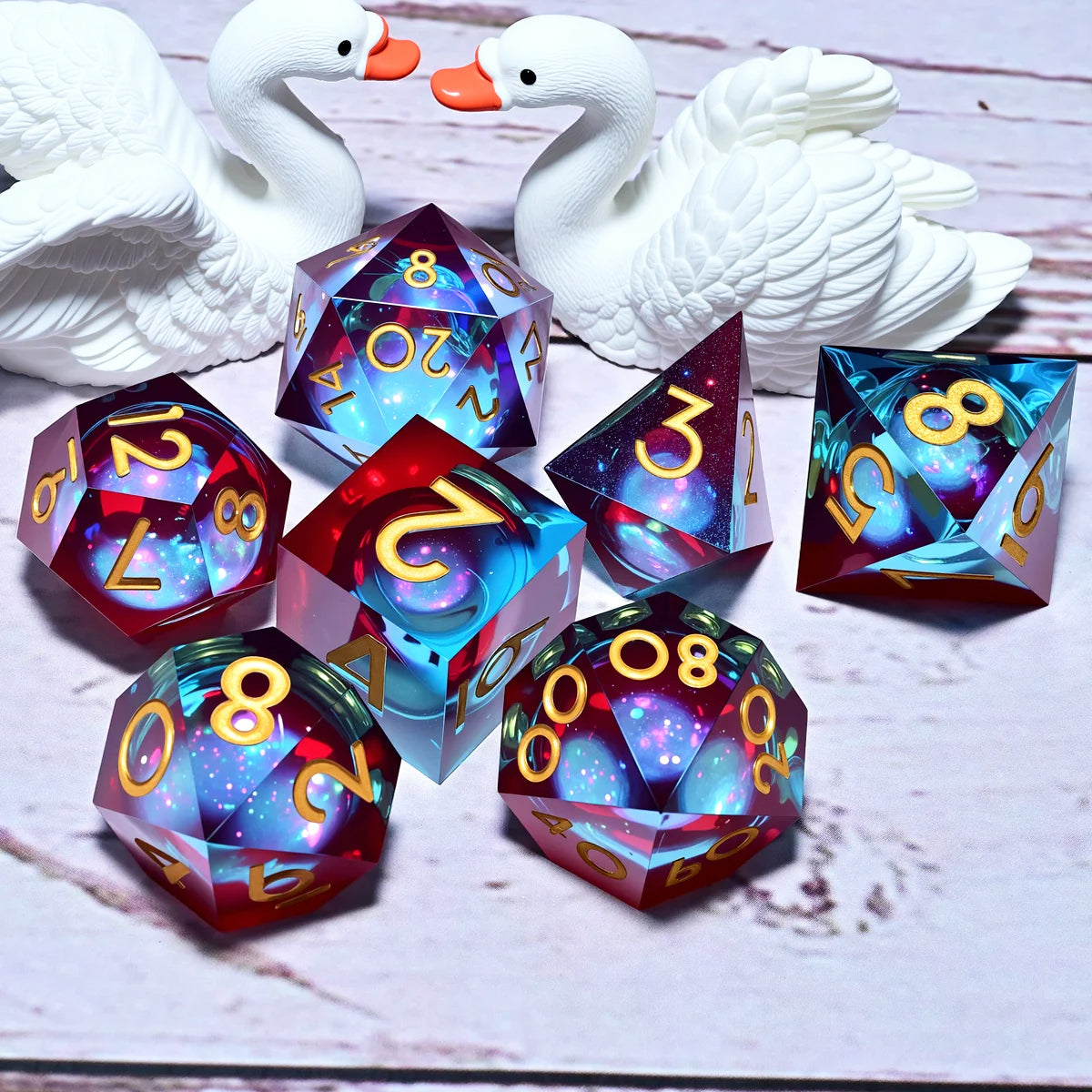 7PCS resin Dice Set Dragon and Dungeon Polyhedral  Dice, Punk Style Role-Play RPG Explorer MTG Pioneer Game DND Dice Set