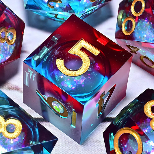 7PCS resin Dice Set Dragon and Dungeon Polyhedral  Dice, Punk Style Role-Play RPG Explorer MTG Pioneer Game DND Dice Set