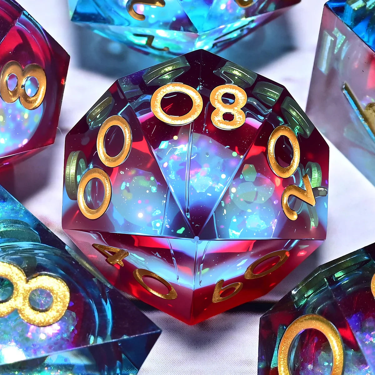 7PCS resin Dice Set Dragon and Dungeon Polyhedral  Dice, Punk Style Role-Play RPG Explorer MTG Pioneer Game DND Dice Set
