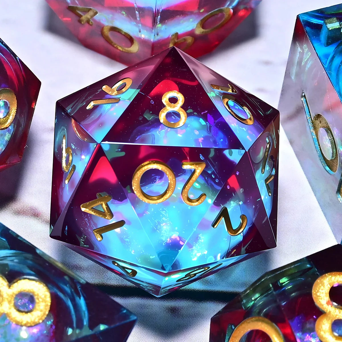7PCS resin Dice Set Dragon and Dungeon Polyhedral  Dice, Punk Style Role-Play RPG Explorer MTG Pioneer Game DND Dice Set