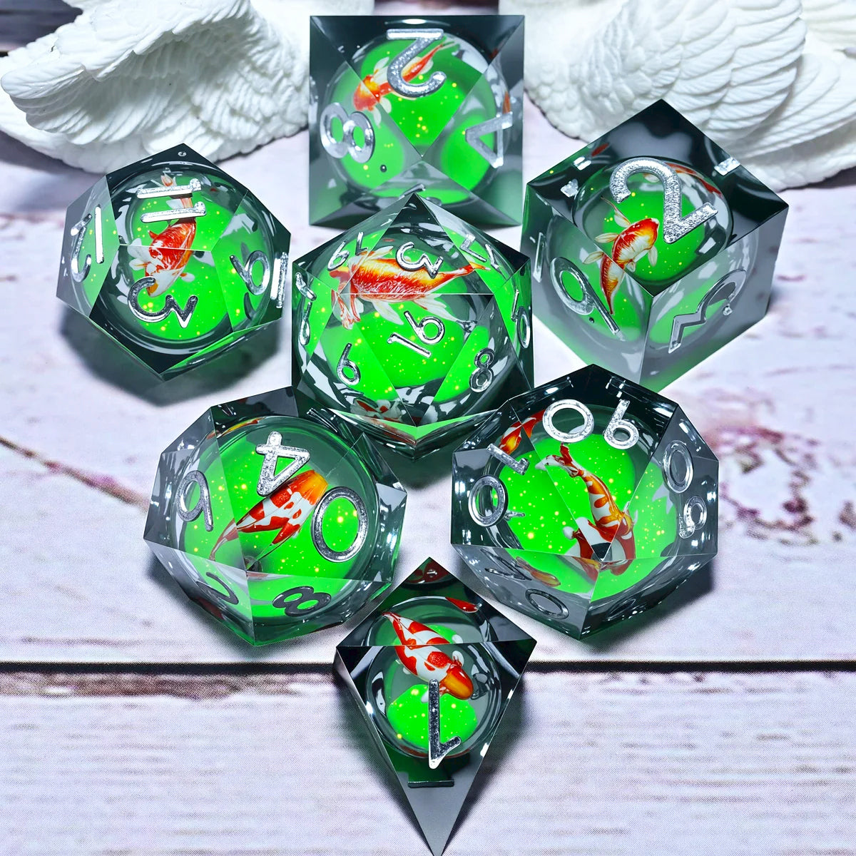 7PCS resin Dice Set Dragon and Dungeon Polyhedral  Dice, Punk Style Role-Play RPG Explorer MTG Pioneer Game DND Dice Set