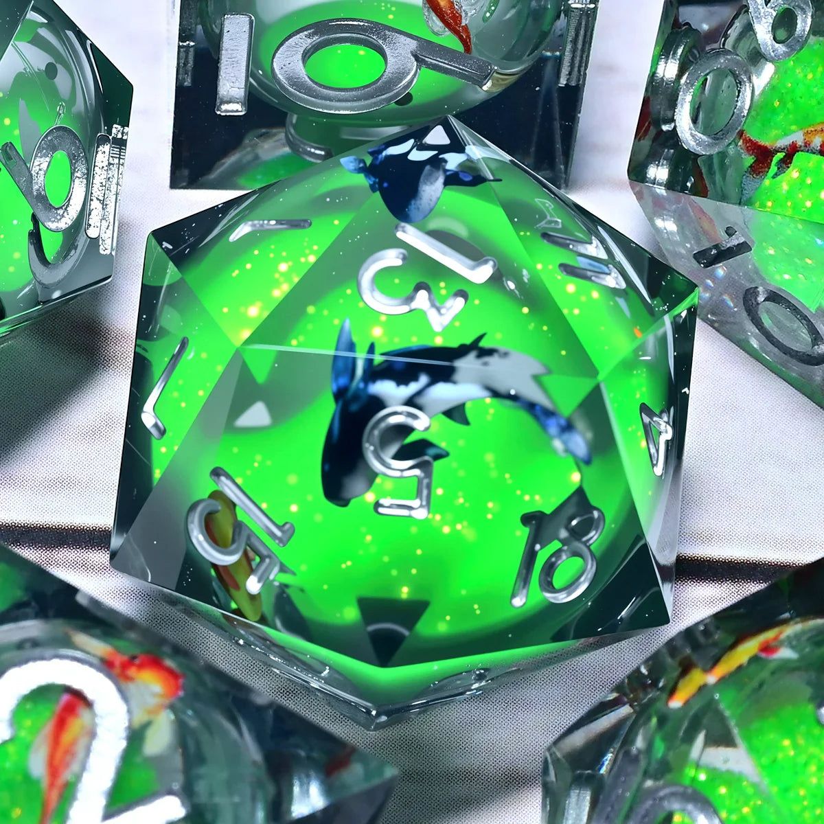 7PCS resin Dice Set Dragon and Dungeon Polyhedral  Dice, Punk Style Role-Play RPG Explorer MTG Pioneer Game DND Dice Set
