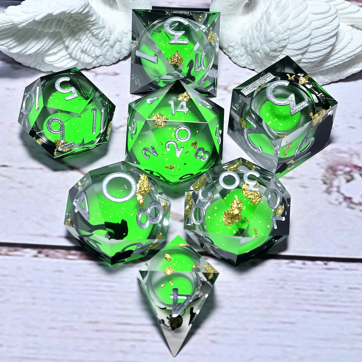 7PCS resin Dice Set Dragon and Dungeon Polyhedral  Dice, Punk Style Role-Play RPG Explorer MTG Pioneer Game DND Dice Set