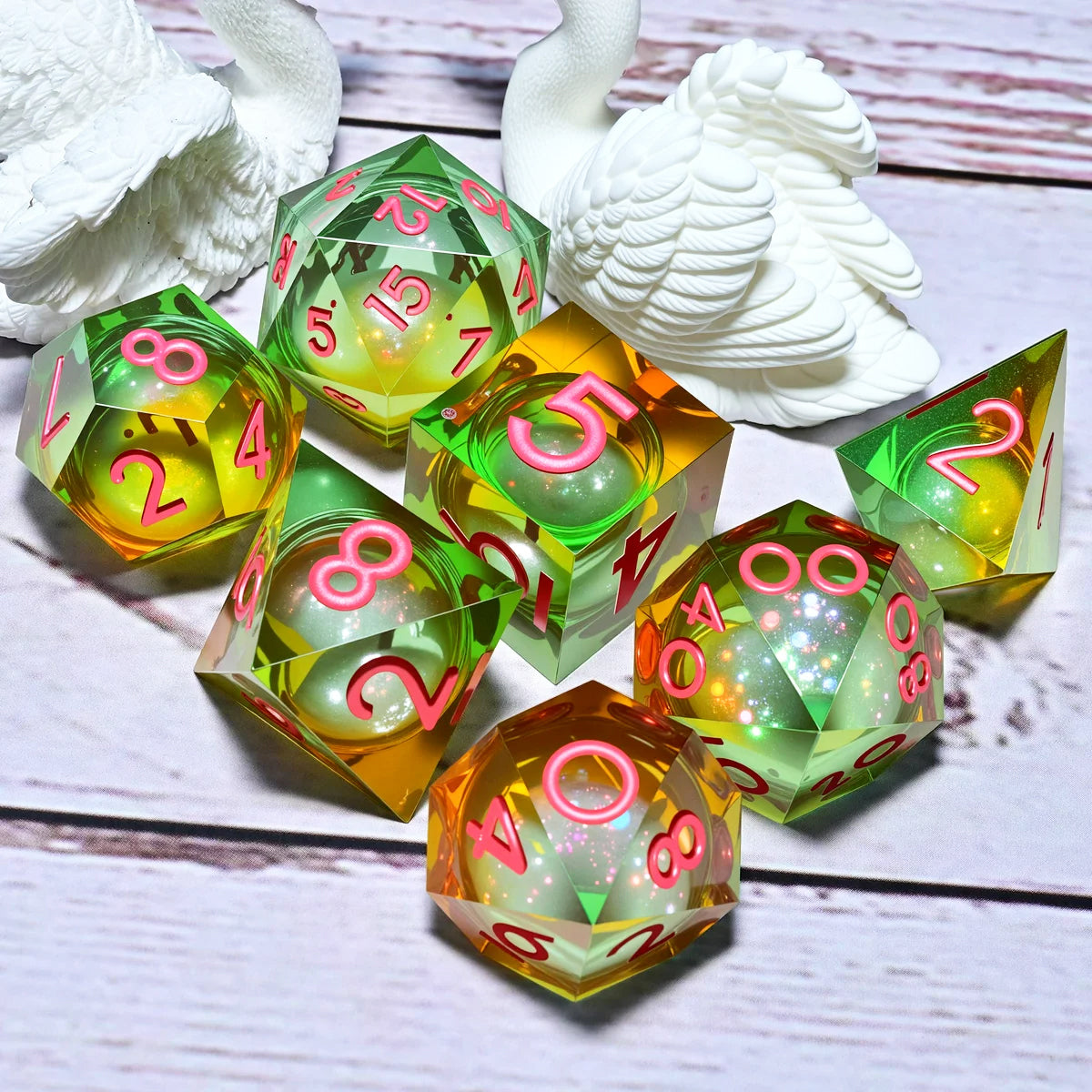 7-Piece Resin Dice Set, Dragon and Dungeon Polyhedral Dice, Punk Style Role-Playing RPG Explorer MTG Pioneer Game DND Dice Set