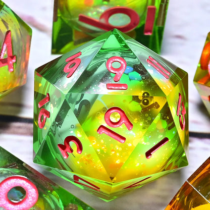 7-Piece Resin Dice Set, Dragon and Dungeon Polyhedral Dice, Punk Style Role-Playing RPG Explorer MTG Pioneer Game DND Dice Set