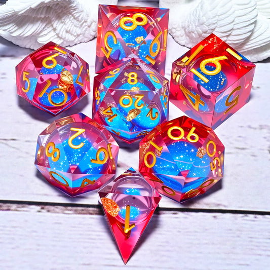 7PCS resin Dice Set Dragon and Dungeon Polyhedral  Dice, Punk Style Role-Play RPG Explorer MTG Pioneer Game DND Dice Set
