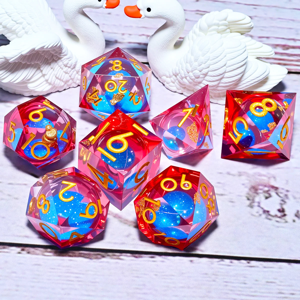 7PCS resin Dice Set Dragon and Dungeon Polyhedral  Dice, Punk Style Role-Play RPG Explorer MTG Pioneer Game DND Dice Set