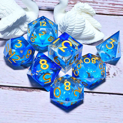 7-Piece Resin Dice Set, Dragon and Dungeon Polyhedral Dice, Punk Style Role-Playing RPG Explorer MTG Pioneer Game DND Dice Set