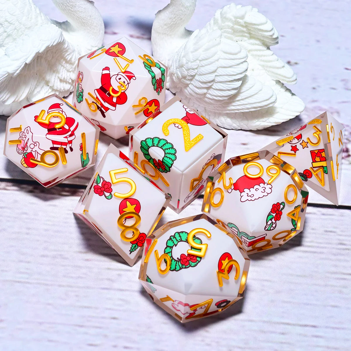 7-Piece Resin Dice Set, Dragon and Dungeon Polyhedral Dice, Punk Style Role-Playing RPG Explorer MTG Pioneer Game DND Dice Set