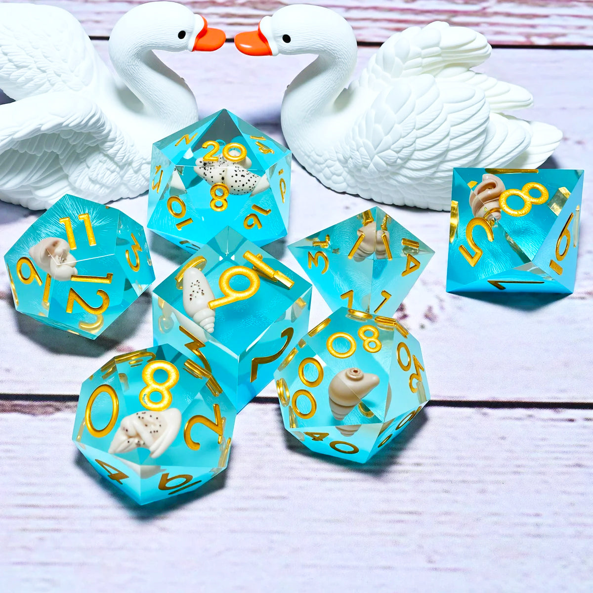 7PCS resin Dice Set Dragon and Dungeon Polyhedral  Dice, Punk Style Role-Play RPG Explorer MTG Pioneer Game DND Dice Set