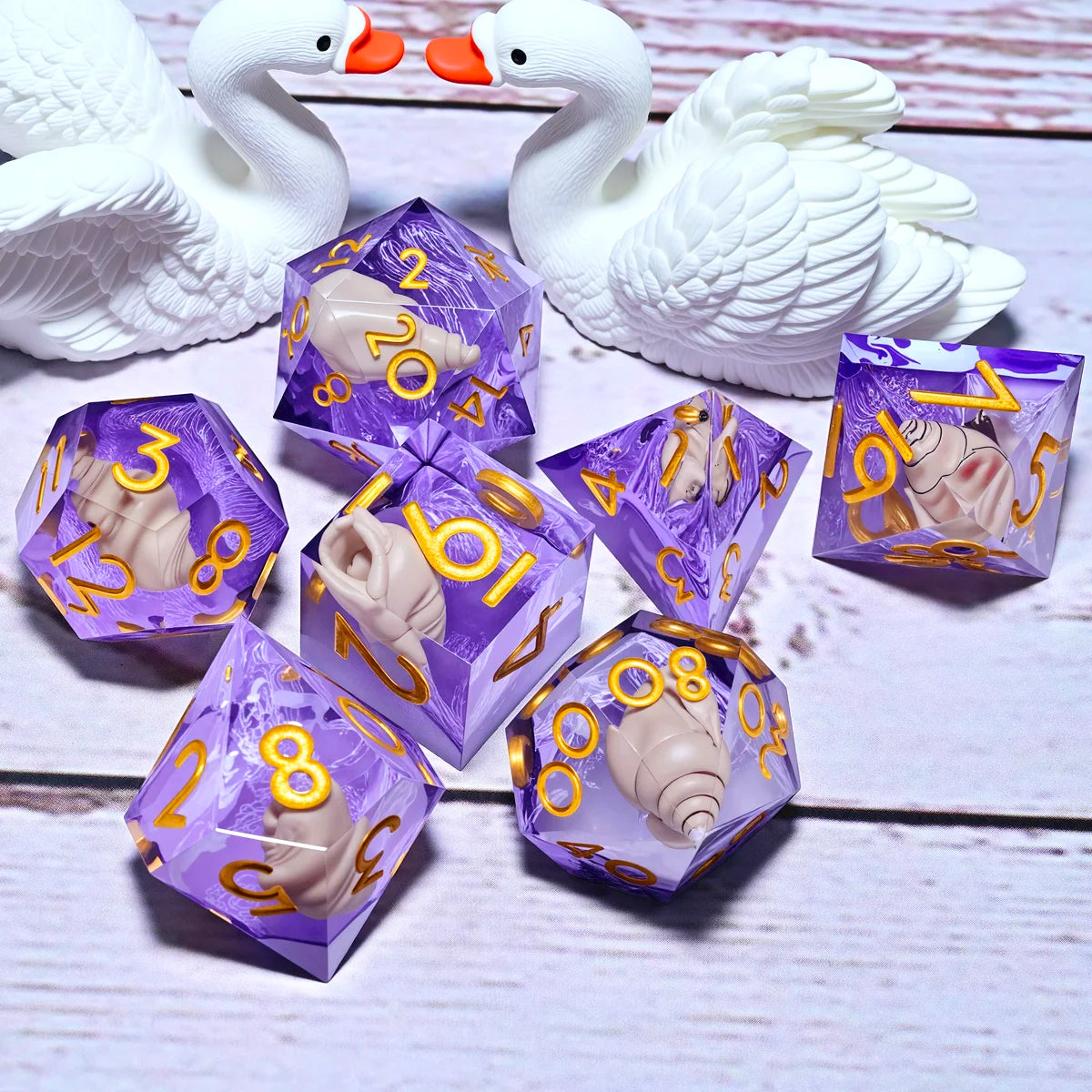 7PCS resin Dice Set Dragon and Dungeon Polyhedral  Dice, Punk Style Role-Play RPG Explorer MTG Pioneer Game DND Dice Set