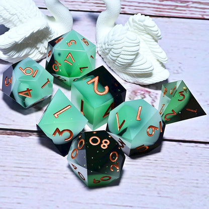 7PCS resin Dice Set Dragon and Dungeon Polyhedral  Dice, Punk Style Role-Play RPG Explorer MTG Pioneer Game DND Dice Set