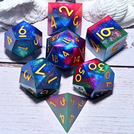 7PCS resin Dice Set Dragon and Dungeon Polyhedral  Dice, Punk Style Role-Play RPG Explorer MTG Pioneer Game DND Dice Set
