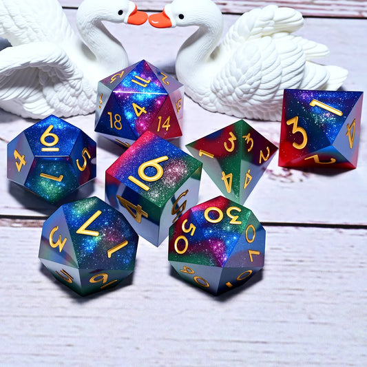 7PCS resin Dice Set Dragon and Dungeon Polyhedral  Dice, Punk Style Role-Play RPG Explorer MTG Pioneer Game DND Dice Set