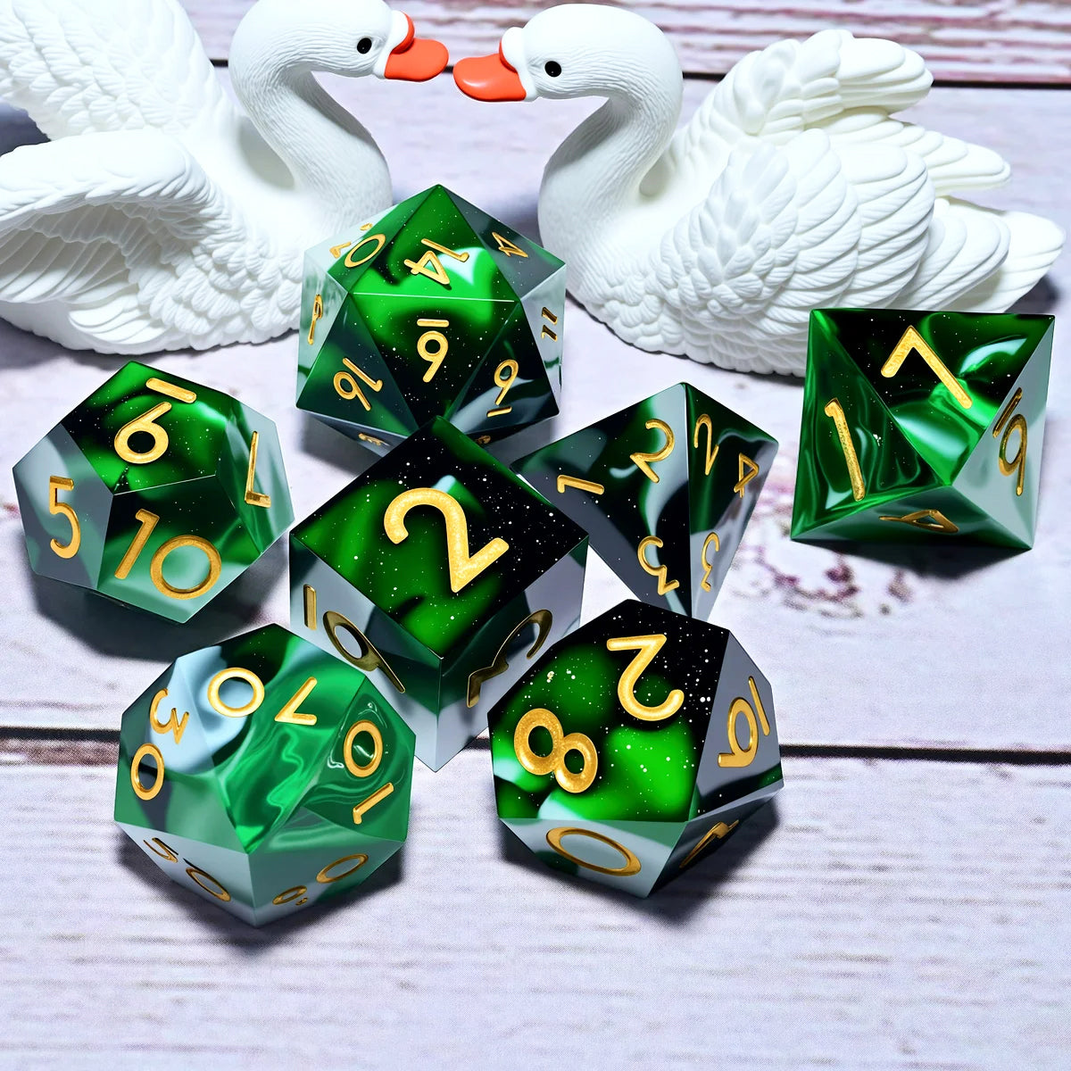 7PCS resin Dice Set Dragon and Dungeon Polyhedral  Dice, Punk Style Role-Play RPG Explorer MTG Pioneer Game DND Dice Set