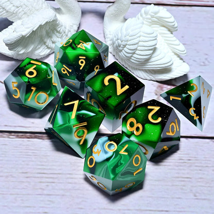 7PCS resin Dice Set Dragon and Dungeon Polyhedral  Dice, Punk Style Role-Play RPG Explorer MTG Pioneer Game DND Dice Set