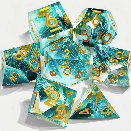 7PCS resin Dice Set Dragon and Dungeon Polyhedral  Dice, Punk Style Role-Play RPG Explorer MTG Pioneer Game DND Dice Set