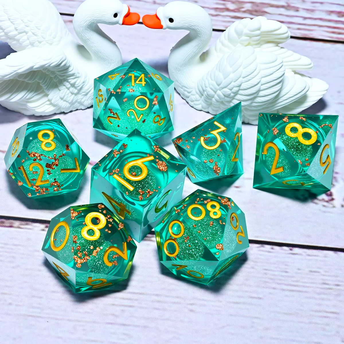 7PCS resin Dice Set Dragon and Dungeon Polyhedral  Dice, Punk Style Role-Play RPG Explorer MTG Pioneer Game DND Dice Set